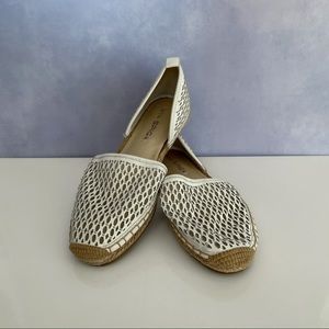 Via Spiga Bernadine D’Orsay White Leather Perforated Studded Espadrille Flats